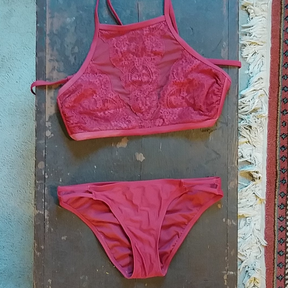 👙Lace High Neck Bikini